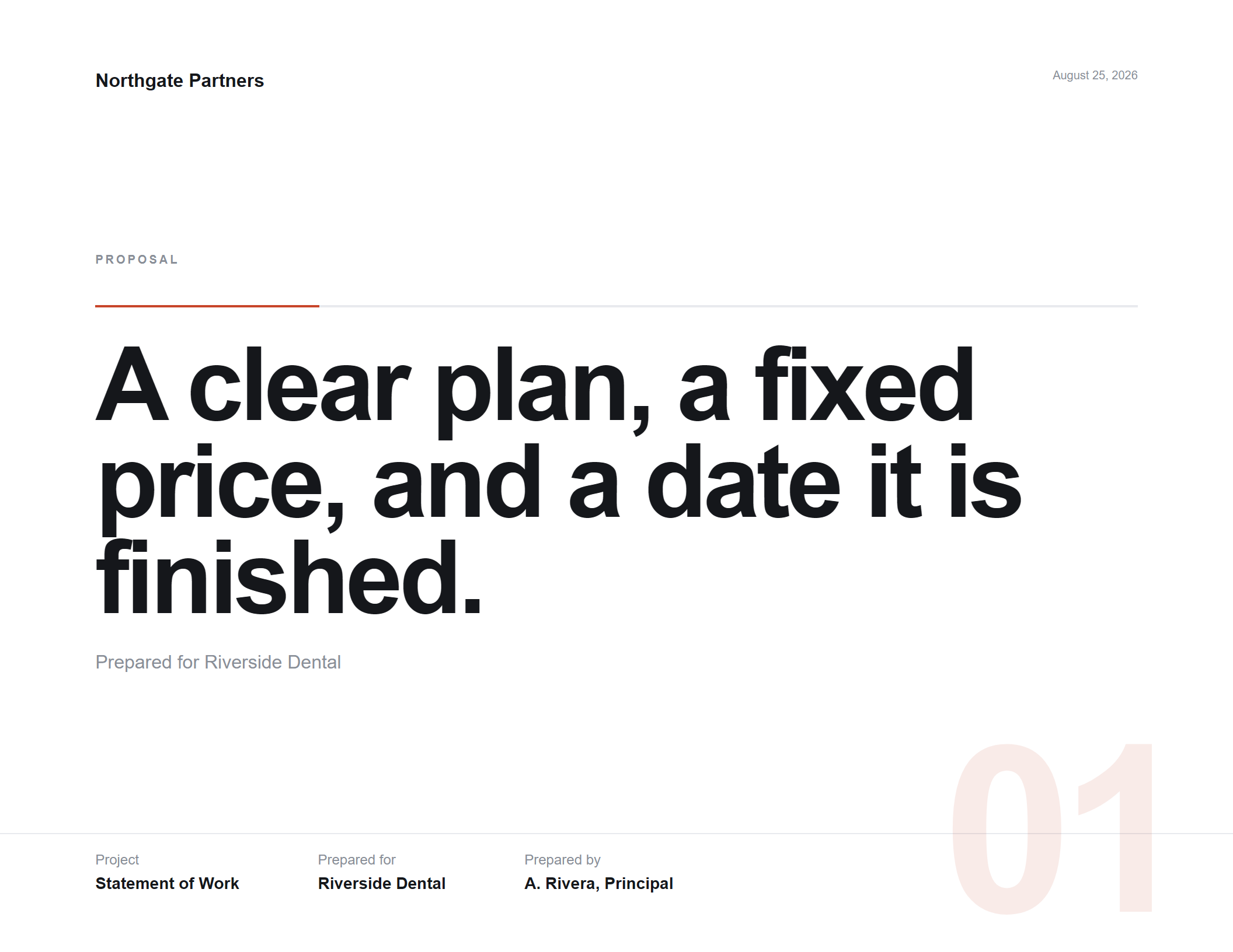 Dossier theme cover: oversized headline with a cropped sequence numeral bleeding off the corner.